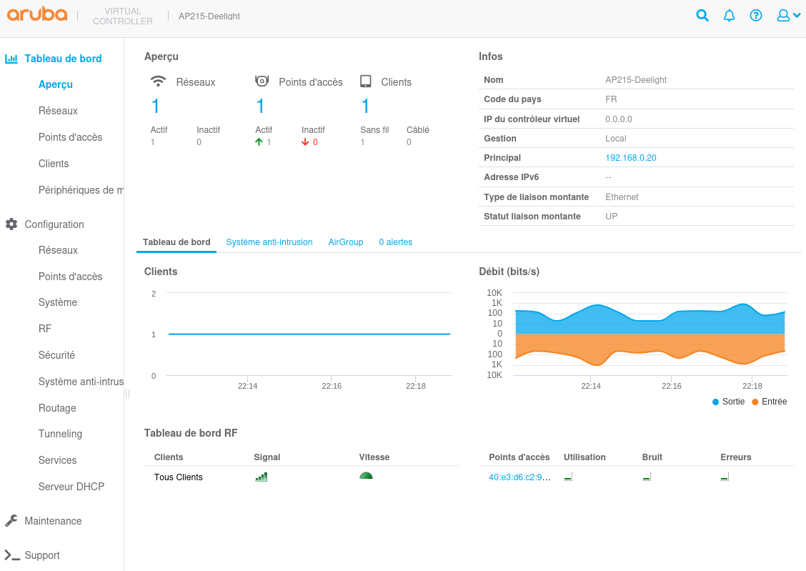 Aruba AP215 web